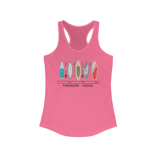 racerback tank mismaloya mexico paddleboarding scene solid hot pink