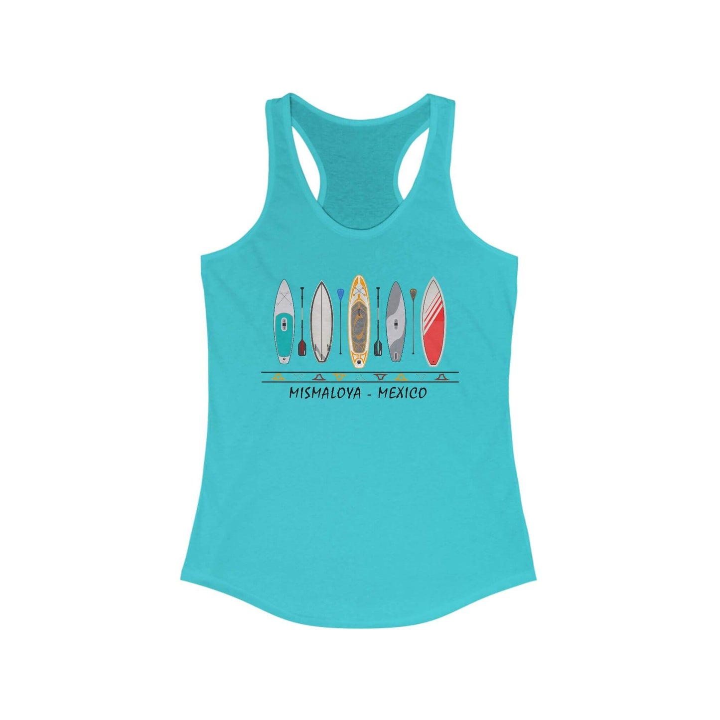 racerback tank mismaloya mexico paddleboarding scene solid tahiti blue