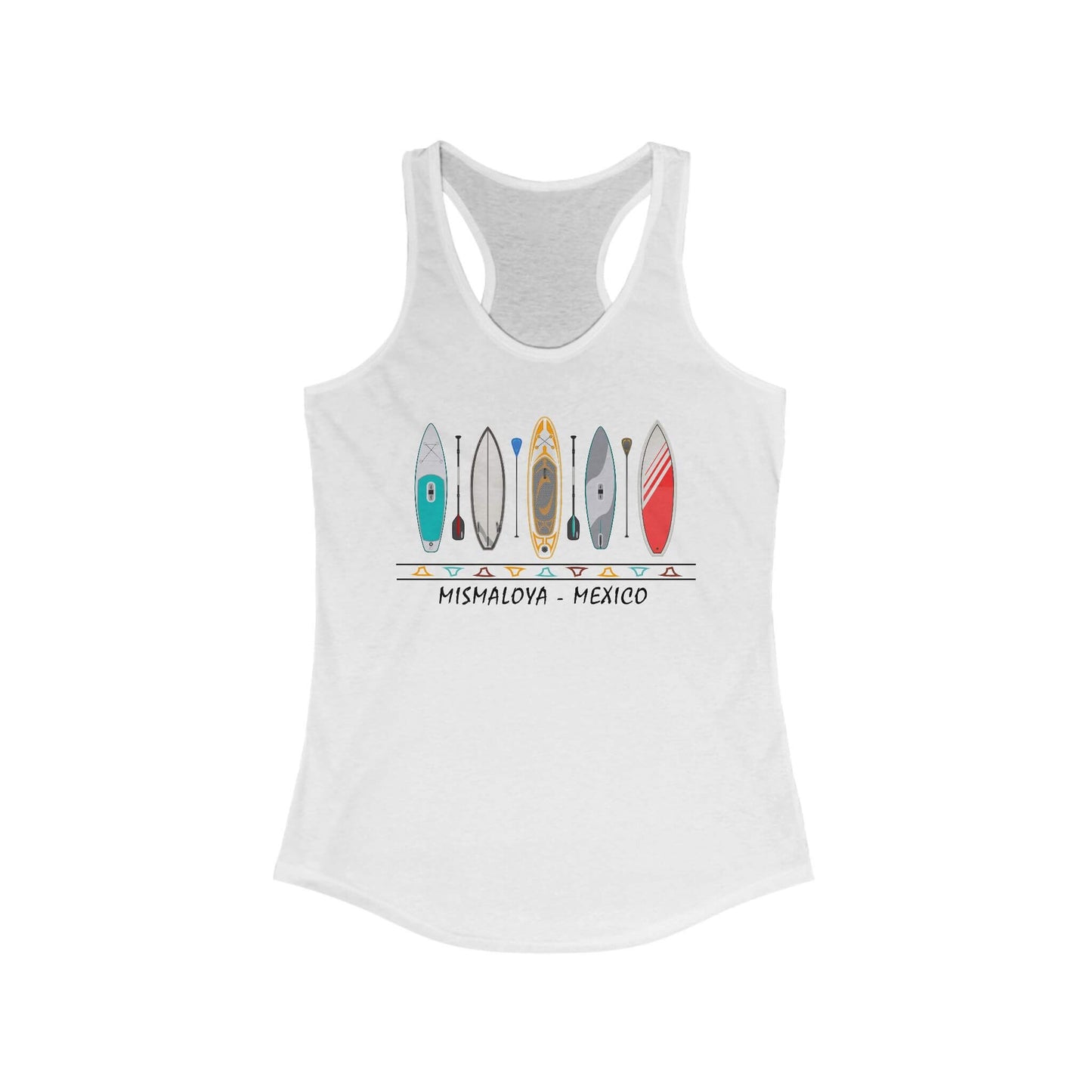 racerback tank mismaloya mexico paddleboarding scene solid white