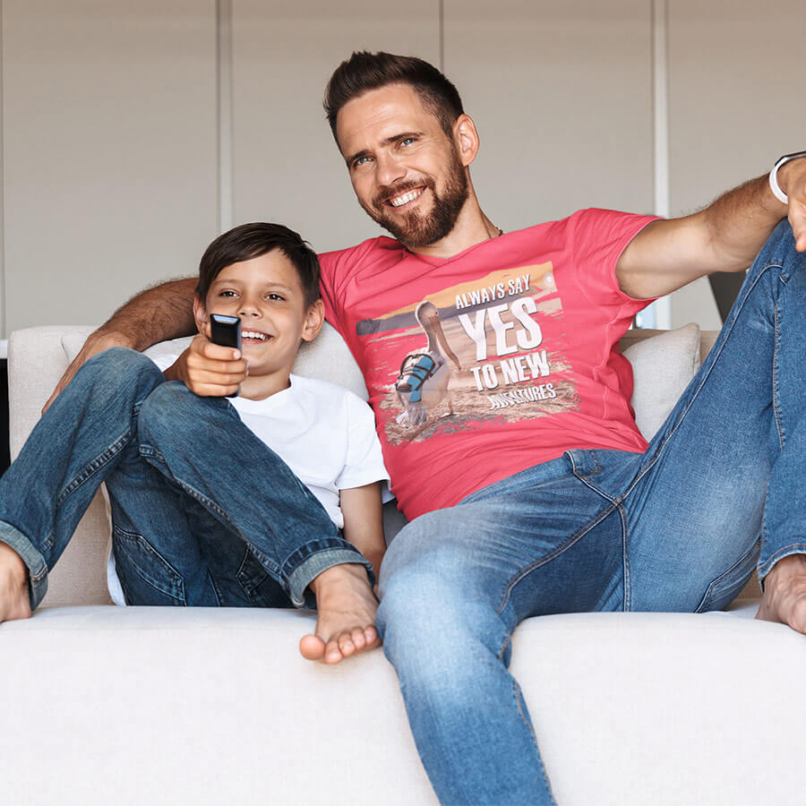 say yes to adventure t-shirt traveling pelican coral silk man