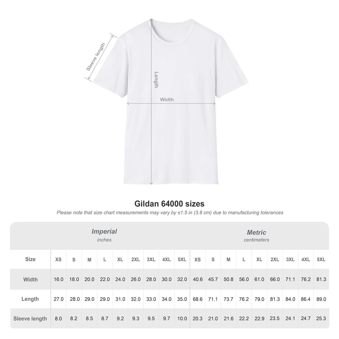 size chart gildan 64000