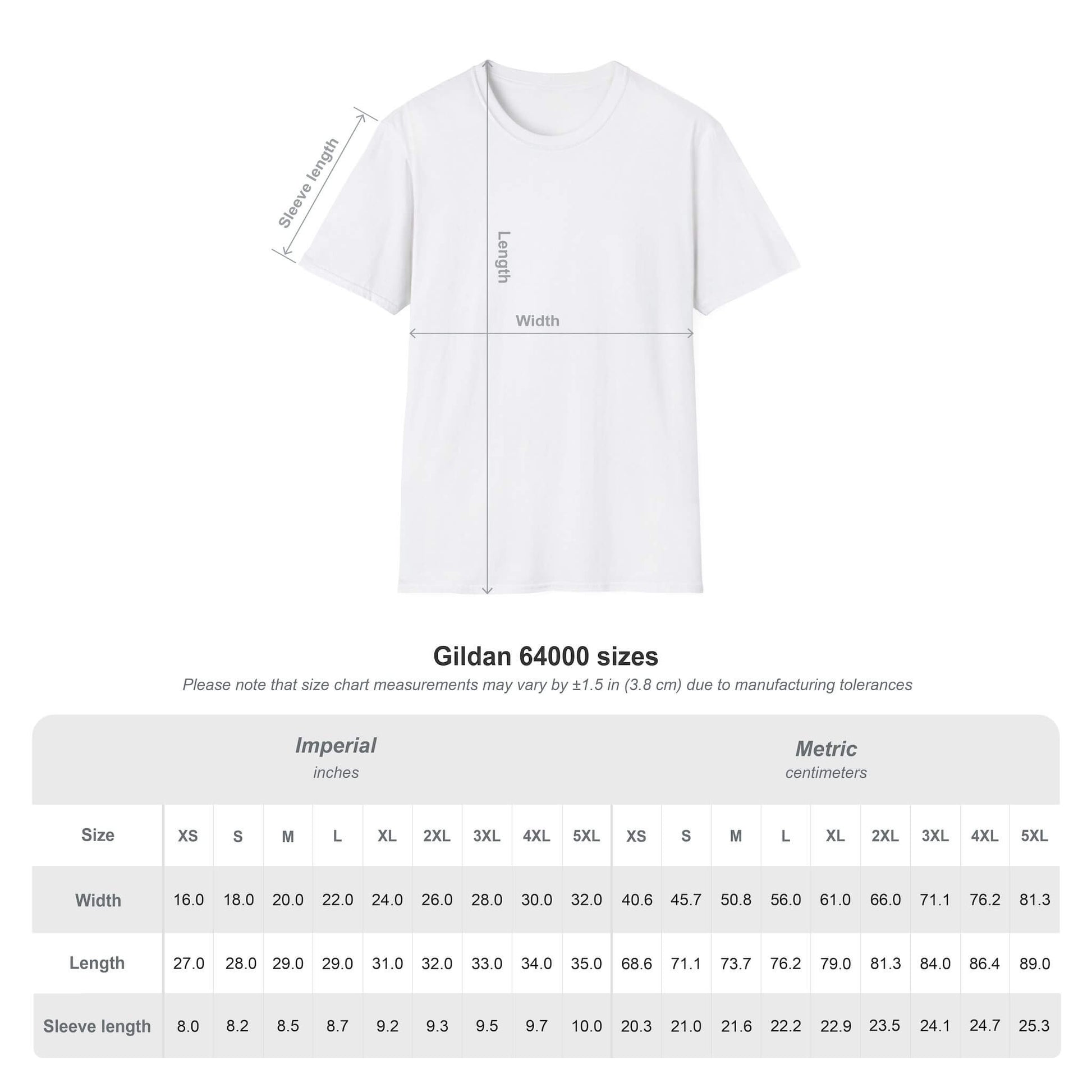 size chart gildan 64000