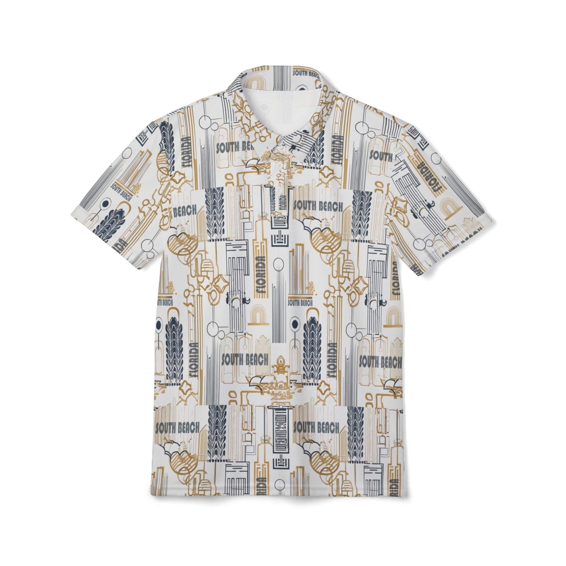 south beach art deco polo shirt front