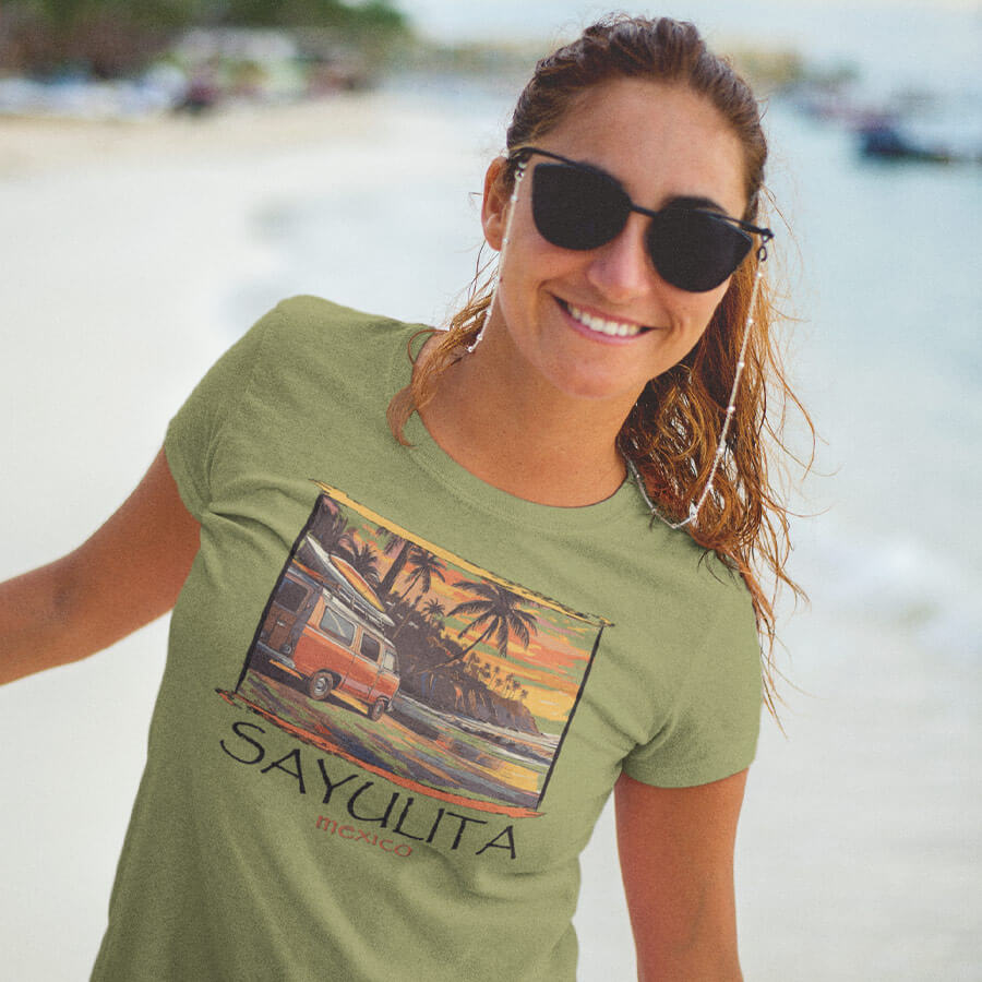 surfer vibe t-shirt green female