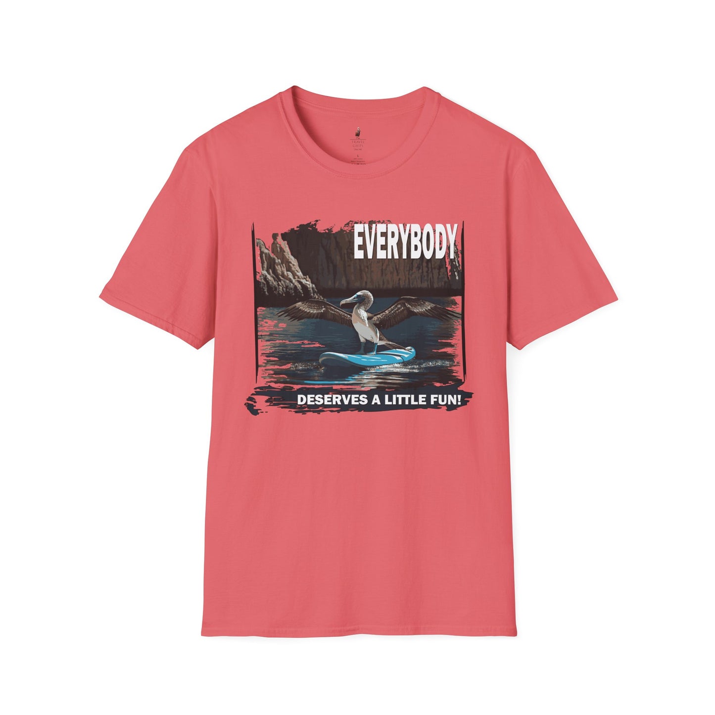 t-shirt blue footed boobie paddleboarding adventure coral silk