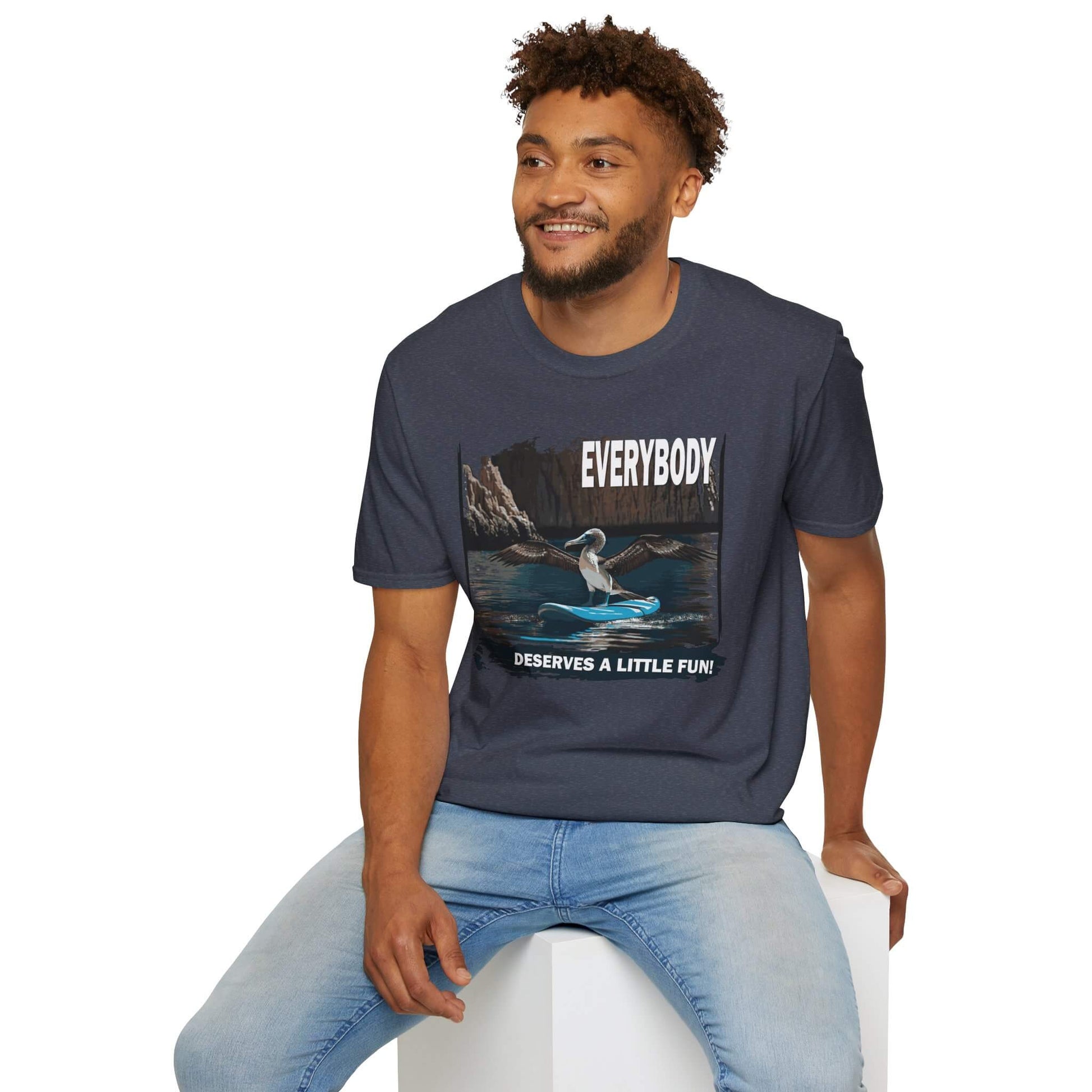 t-shirt blue footed boobie paddleboarding adventure heather navy man