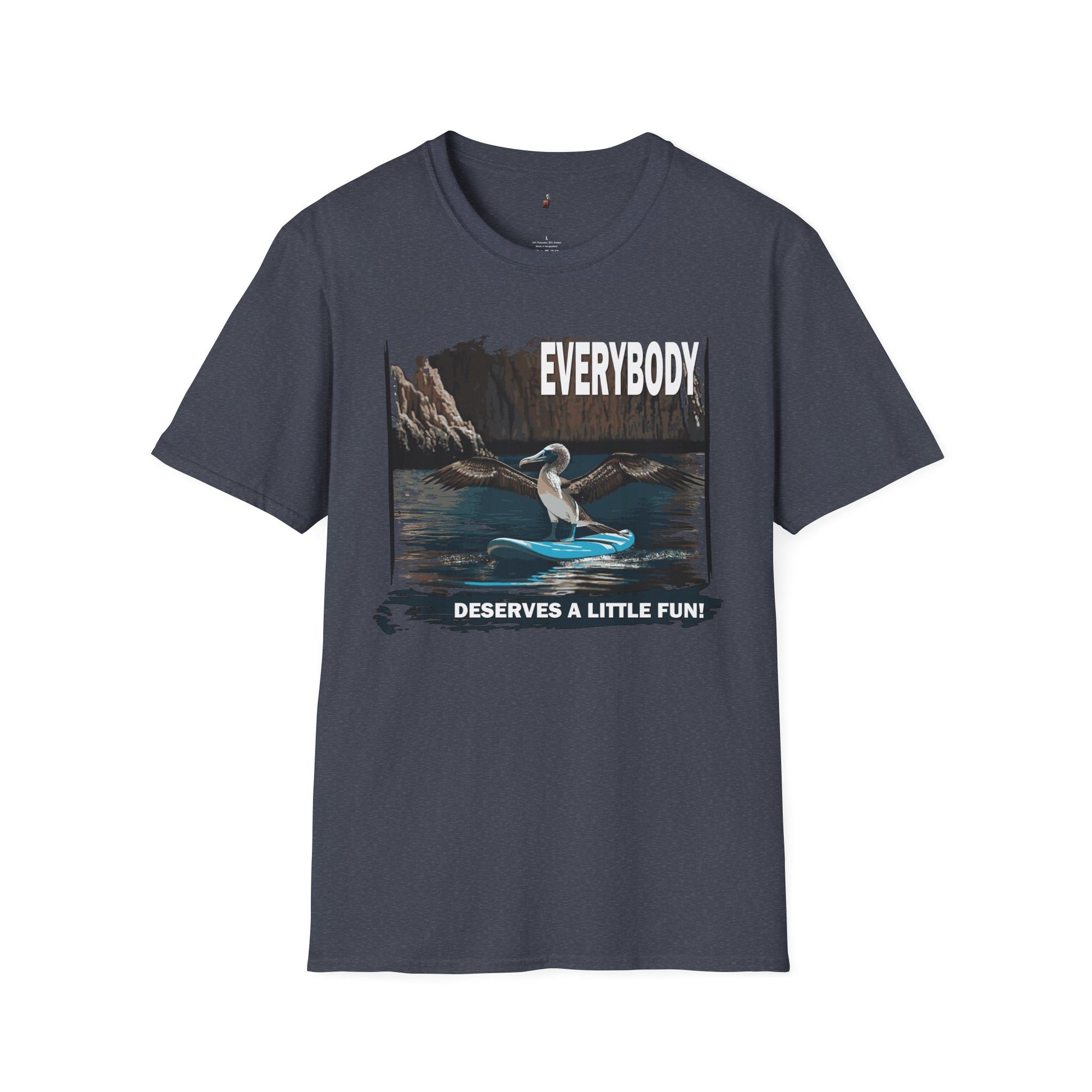 t-shirt blue footed boobie paddleboarding adventure heather navy