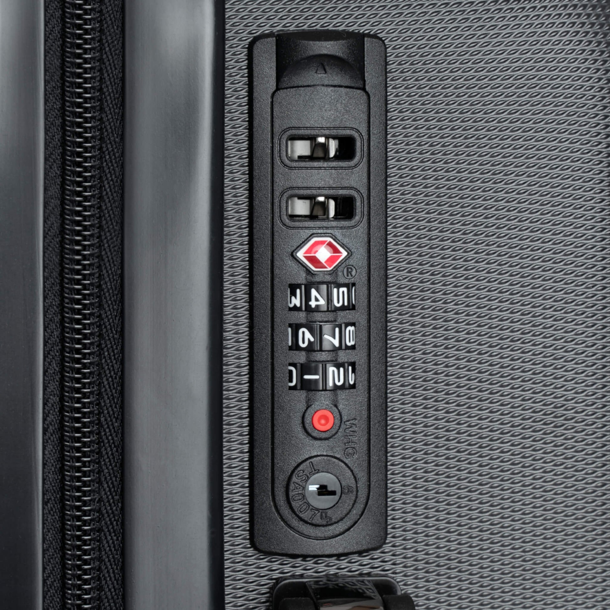 travel suitcase with pelican design lock