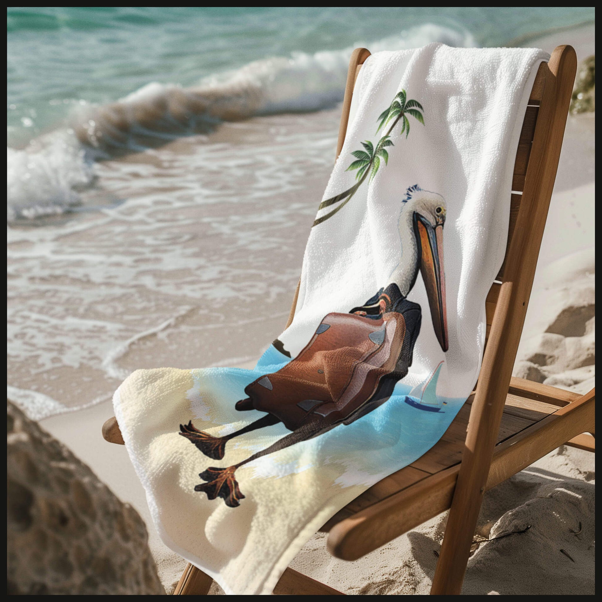 tropical beach towel fun pelican design summer accessory pool day essential chair