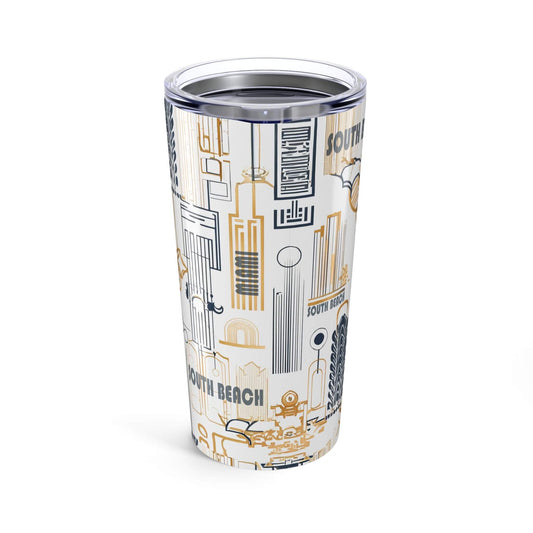 Tumbler with South Beach design on a white background front